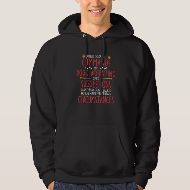 Dogo Argentino Commands Hoodie (Vorderseite)