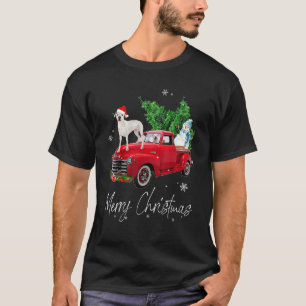 Dogo Argentino Dog Riding Red Truck Weihnachten T-Shirt