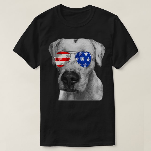 Dogo argentino Dog Sunglasses Flag American 4th of T-Shirt (Design vorne)