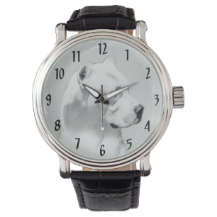 Dogo Argentino Gemälde - Originale Hundekunst Armbanduhr
