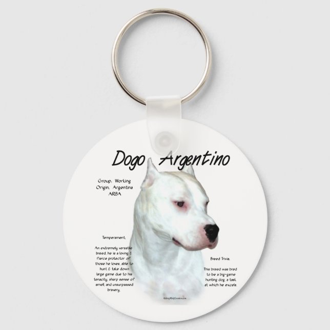 Dogo Argentino Geschichtsdesign Schlüsselanhänger (Vorderseite)