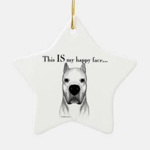 Dogo Argentino Glückliches Gesicht Keramik Ornament