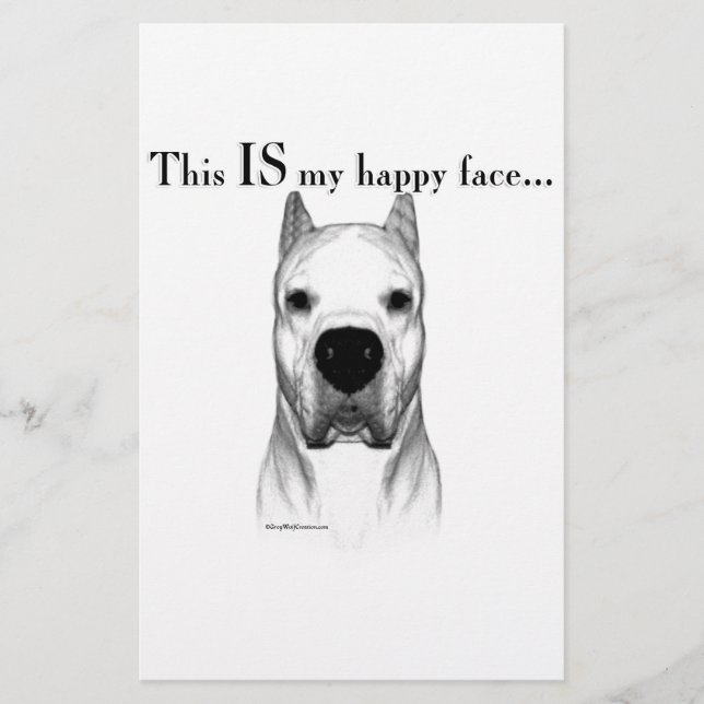 Dogo Argentino Happy Face Briefpapier (Vorderseite)