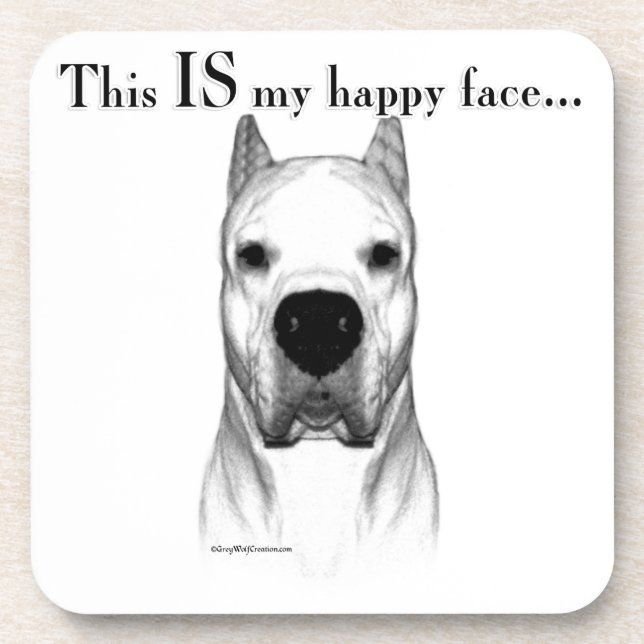 Dogo Argentino Happy Face Getränkeuntersetzer (Vorderseite)