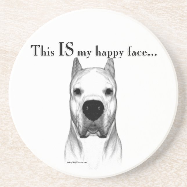 Dogo Argentino Happy Face Getränkeuntersetzer (Vorne)