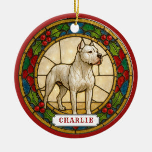 Dogo Argentino Hund Keramik Kreis Ornament