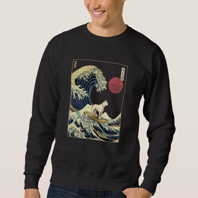 Dogo Argentino Japanese Kanagawa Wave  Surf Dog Sweatshirt (Vorderseite)