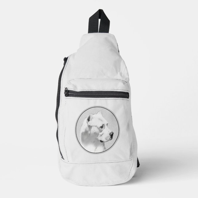 Dogo Argentino Malerei Mastiff Original Hunde Kuns Crossbody Bag (Vorderseite)