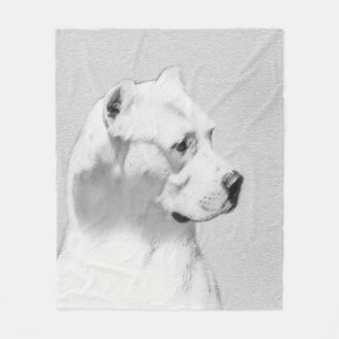 Dogo Argentino Malerei - Original Dog Art Fleecedecke