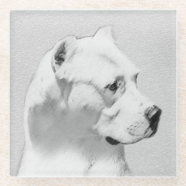 Dogo Argentino Malerei - Original Dog Art Glasuntersetzer (Vorderseite)