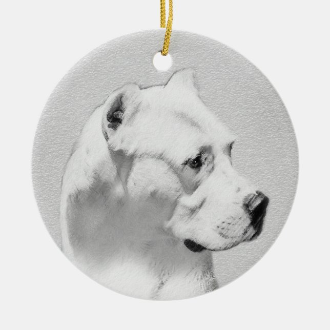 Dogo Argentino Malerei - Original Dog Art Keramik Ornament (Vorne)