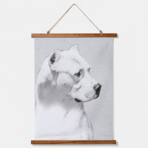 Dogo Argentino Malerei - Original Dog Art Wandteppich Mit Holzrahmen