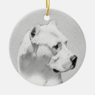 Dogo Argentino Malerei - Original Hund Kunst Keramik Ornament