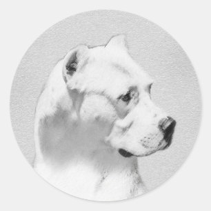 Dogo Argentino Malerei - Original Hund Kunst Runder Aufkleber