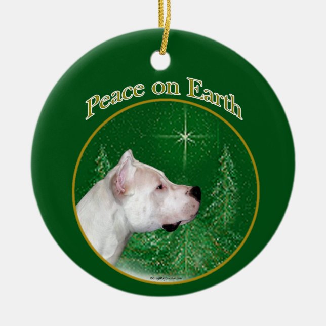 Dogo Argentino Peace Keramik Ornament (Vorne)