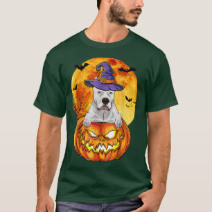 Dogo Argentino Witch Pumpkin Halloween Dog Lover F T-Shirt