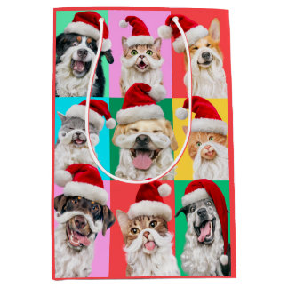 Dogs and Cats with Santa Beard Mittlere Geschenktüte