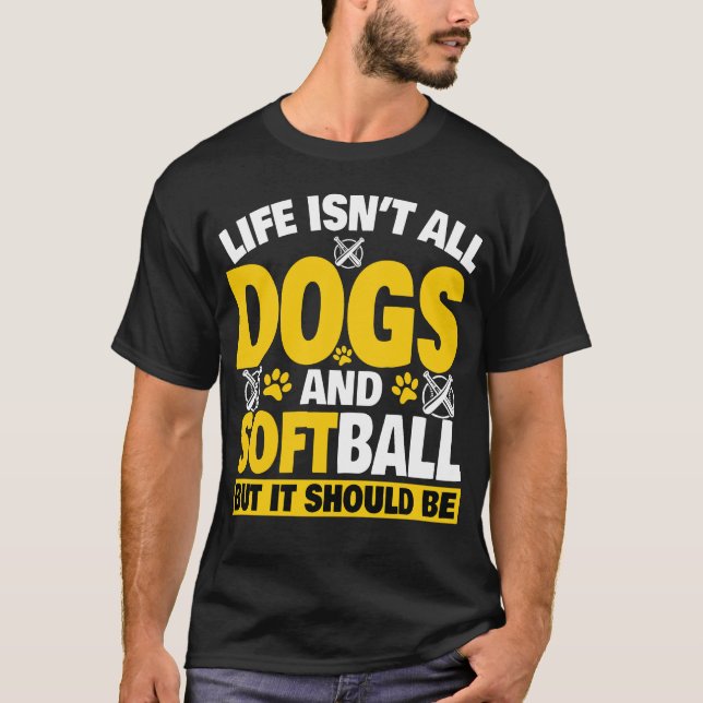 Dogs And Softball Funny Softball Long Slee T-Shirt (Vorderseite)