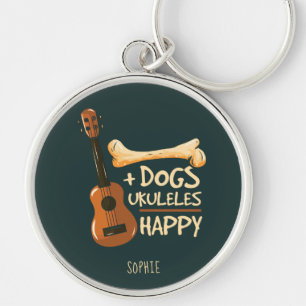 Dogs and Ukuleles Makes Me Happy Personalized Schlüsselanhänger