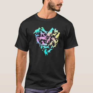 Dogs Breed Heart Valentine Theme Husky Corgi Pitbu T-Shirt