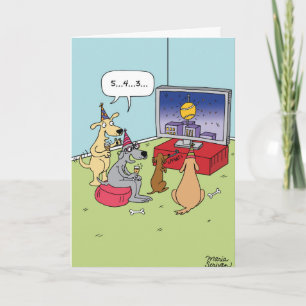 Dogs Countdown New Year Humor Greeting Card Feiertagskarte