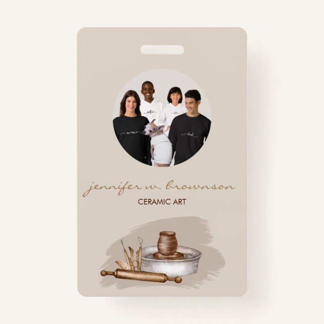 Dogs Cute Floral Photo Conferance Ausweis (Vorderseite)