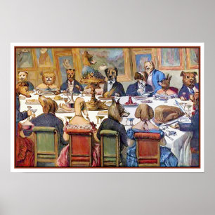 Dogs Dinner Party - Künstler unbekannt Poster