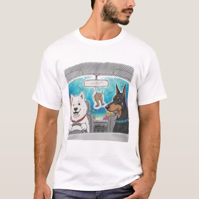 Dogs Driving Underwater - Whimsical Surreal Art T-Shirt (Vorderseite)