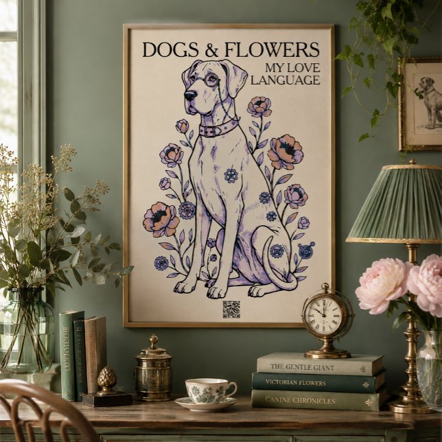Dogs & Flowers Great Dane Kunstposter Poster (Von Creator hochgeladen)
