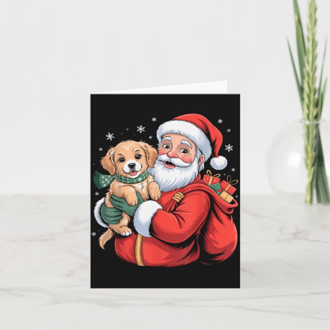 Dogs Golden Retriever Puppy Santa Christmas Funny  Karte (Vorderseite)