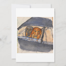 Dogs in a Car Greeting Card Einladung