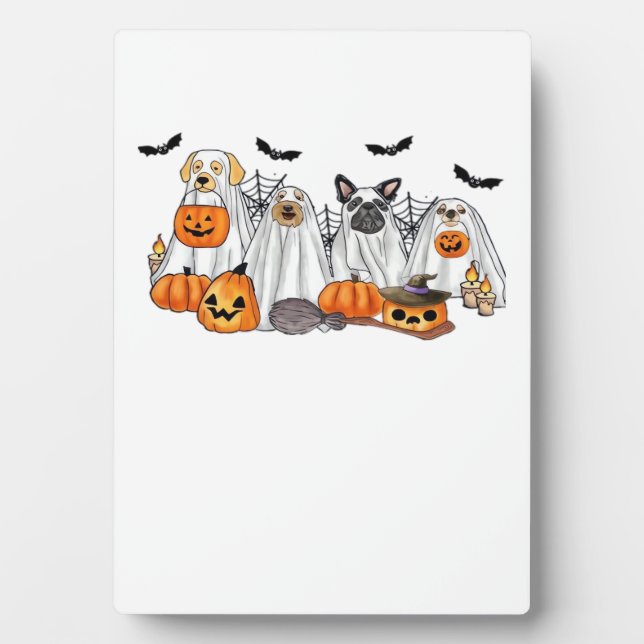 Dogs in Ghost Costumes Halloween Classic T-Shirt Fotoplatte (Vorderseite)