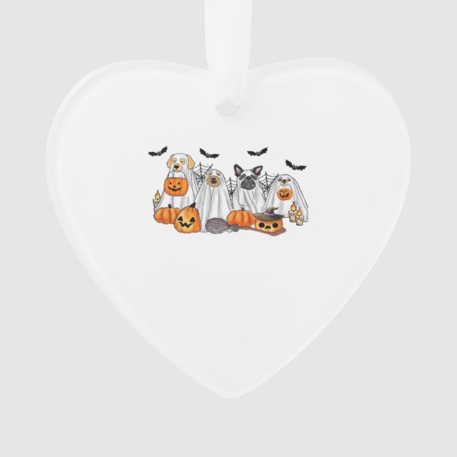 Dogs in Ghost Costumes Halloween Classic T-Shirt Ornament (Vorderseite)