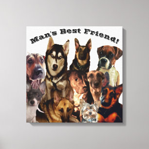 DOG'S MANS BEST FREUND gearbeitete Leinwand drucke