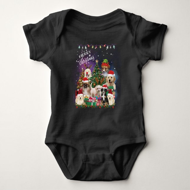 dogs Merry christmas Light Baby Strampler (Vorderseite)