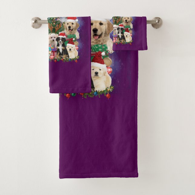 dogs Merry christmas Light Badhandtuch Set (Insitu)