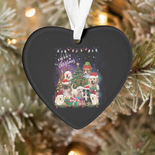 dogs Merry christmas Light Ornament (Baum)
