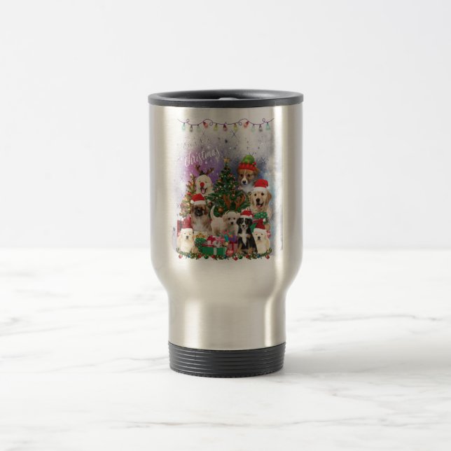 dogs Merry christmas Light Reisebecher (Mittel)