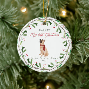 Dog's My First Christmas with Name German Shepherd Keramik Ornament