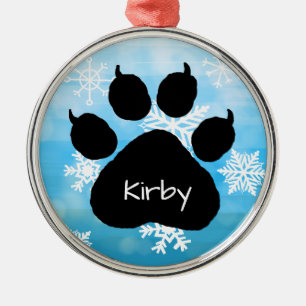 Dog's Name Personalisiert Paw Print Weihnachten Ornament Aus Metall