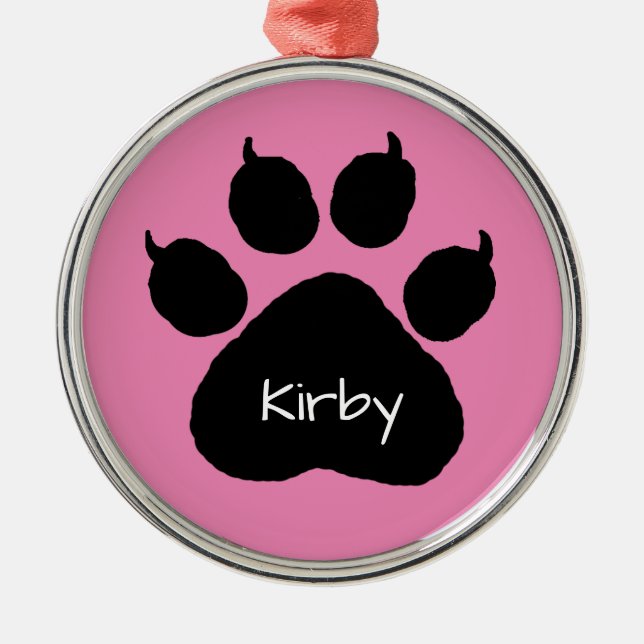 Dog's Name Personalisiert Paw Print Weihnachten Ornament Aus Metall (Vorne)
