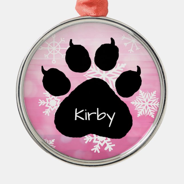 Dog's Name Personalisiert Paw Print Weihnachten Ornament Aus Metall (Vorne)