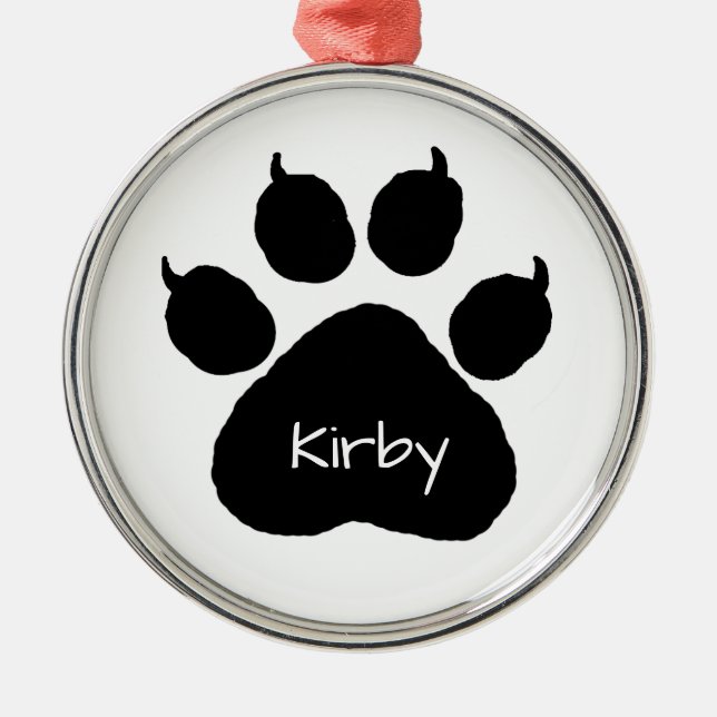 Dog's Name Personalisiert Paw Print Weihnachten Ornament Aus Metall (Vorne)