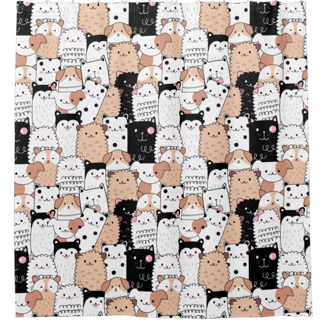 Dogs Pattern Duschvorhang (Vorderseite)