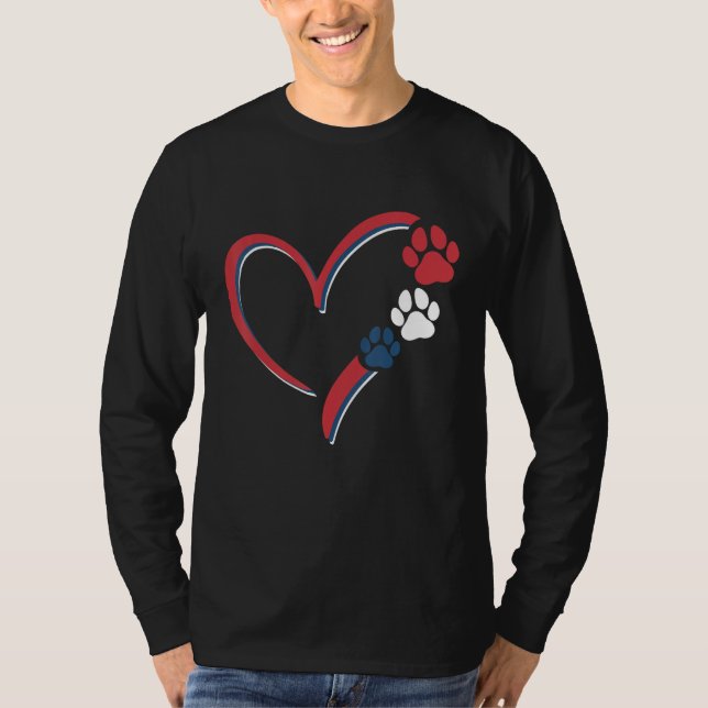 Dogs Paw American Flag Love Heart Dog Patriotic 4t T-Shirt (Vorderseite)