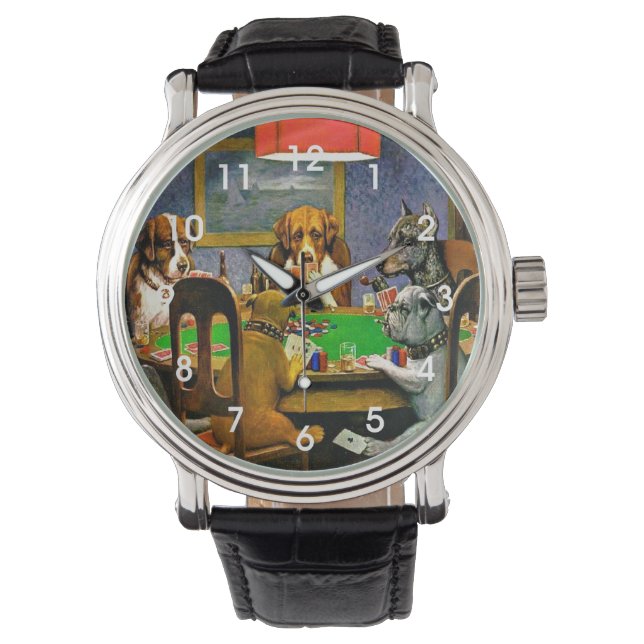 Dogs Playing Poker Armbanduhr (Vorderseite)