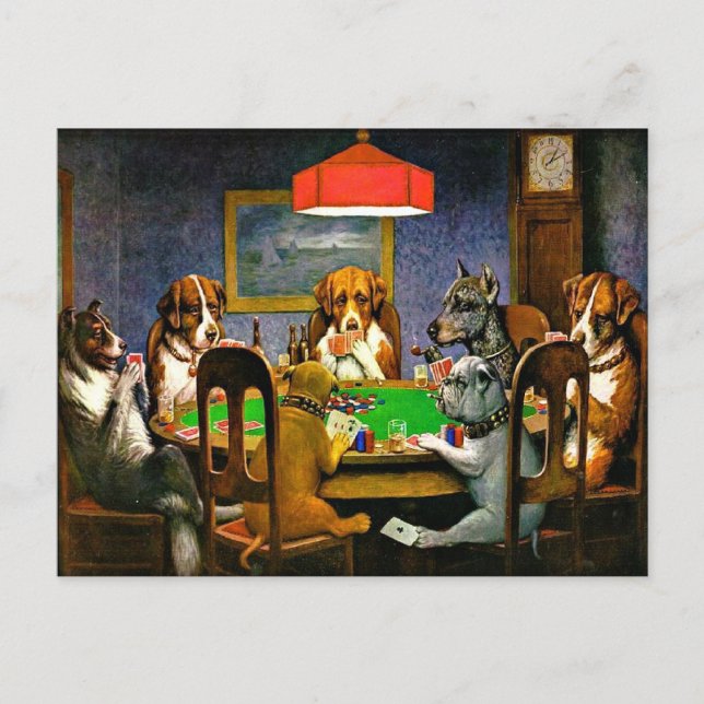 Dogs Playing Poker Postkarte (Vorderseite)