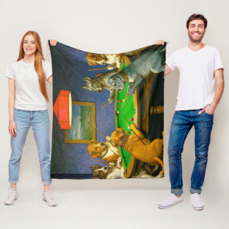 Dogs Playing Snooker Billiards Fun Spoof Fleecedecke