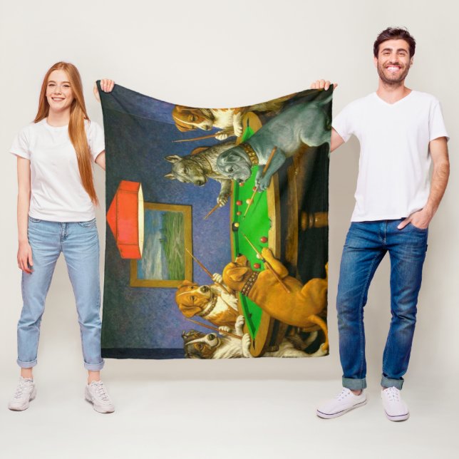 Dogs Playing Snooker Billiards Fun Spoof Fleecedecke (Beispiel)