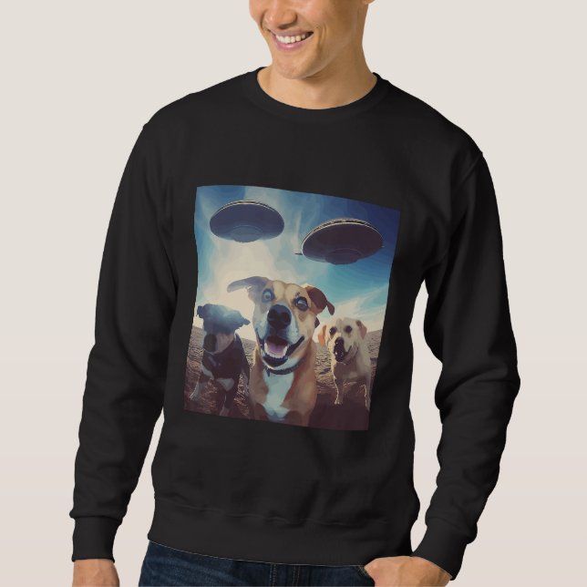 Dogs Selfie with UFOs for Dog  and UFO Sweatshirt (Vorderseite)